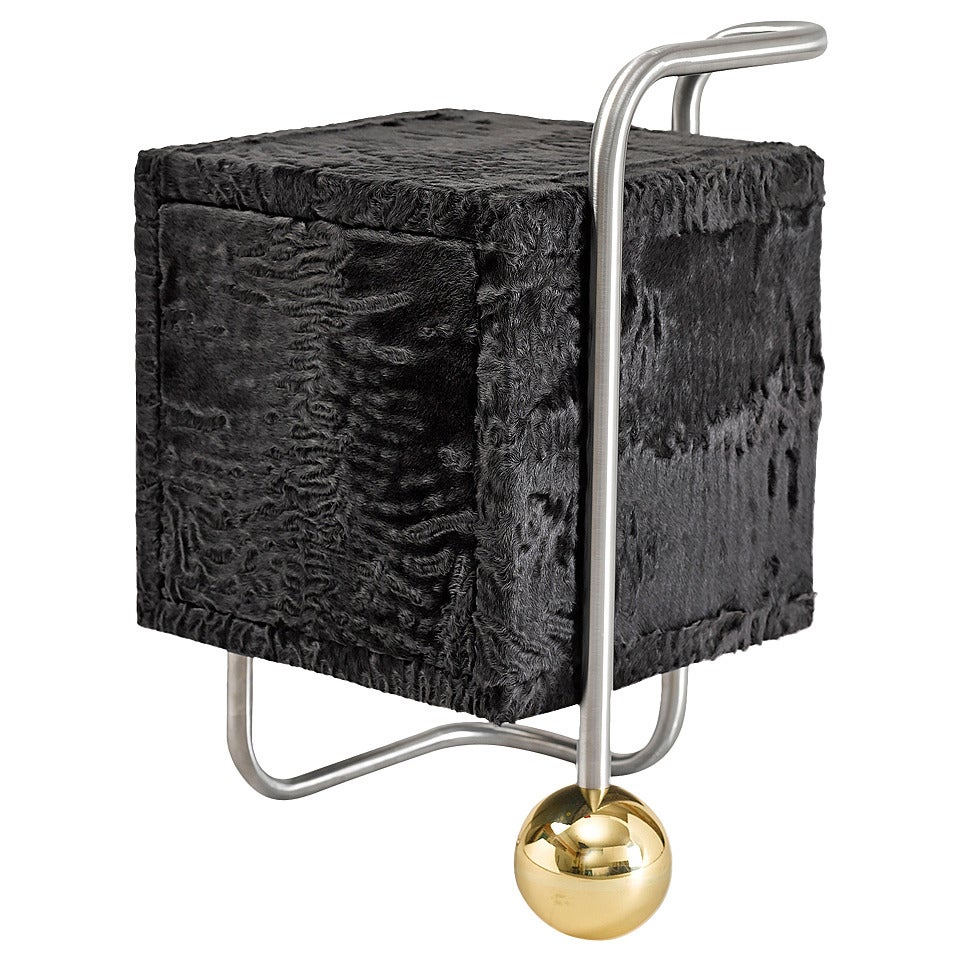 Design "Fur Play" Stool or Bedside by Sacha Walckhoff For Sale