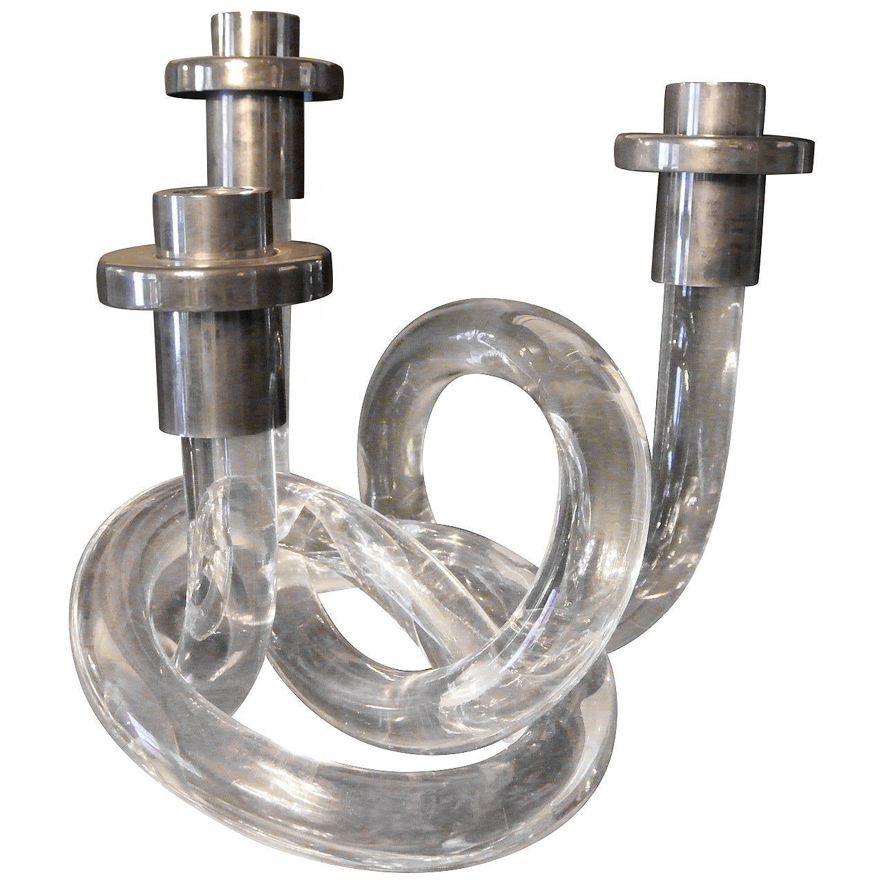 Lucite "Pretzel" Candlestick Holder by Dorothy Thorpe For Sale at 1stdibs