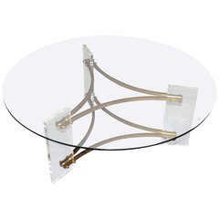 Charles Hollis Jones Brass and Lucite Coffee Table