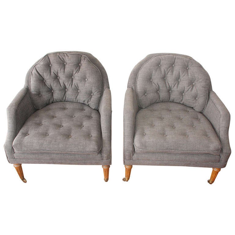 Pair of Kittinger Club Chairs with Casters at 1stDibs