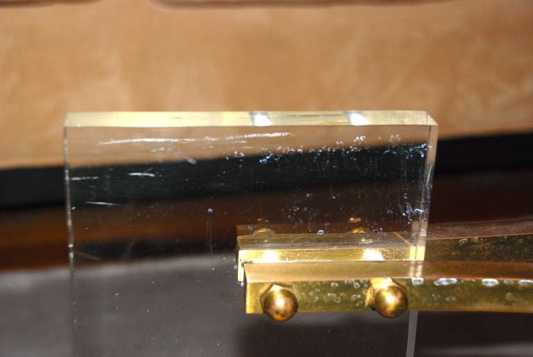 Charles Hollis Jones Brass and Lucite Coffee Table