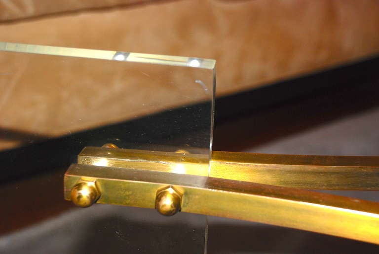 Charles Hollis Jones Brass and Lucite Coffee Table For Sale at 1stDibs