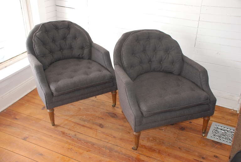 Mid-Century Modern Pair of Kittinger Club Chairs with Casters