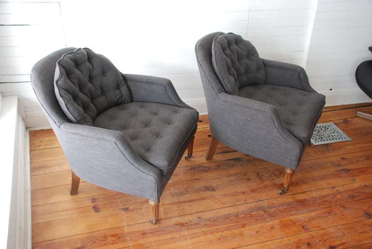 American Pair of Kittinger Club Chairs with Casters