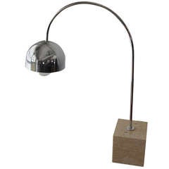 Robert Sonneman Miniature Arc Lamp on Cube Travertine Base