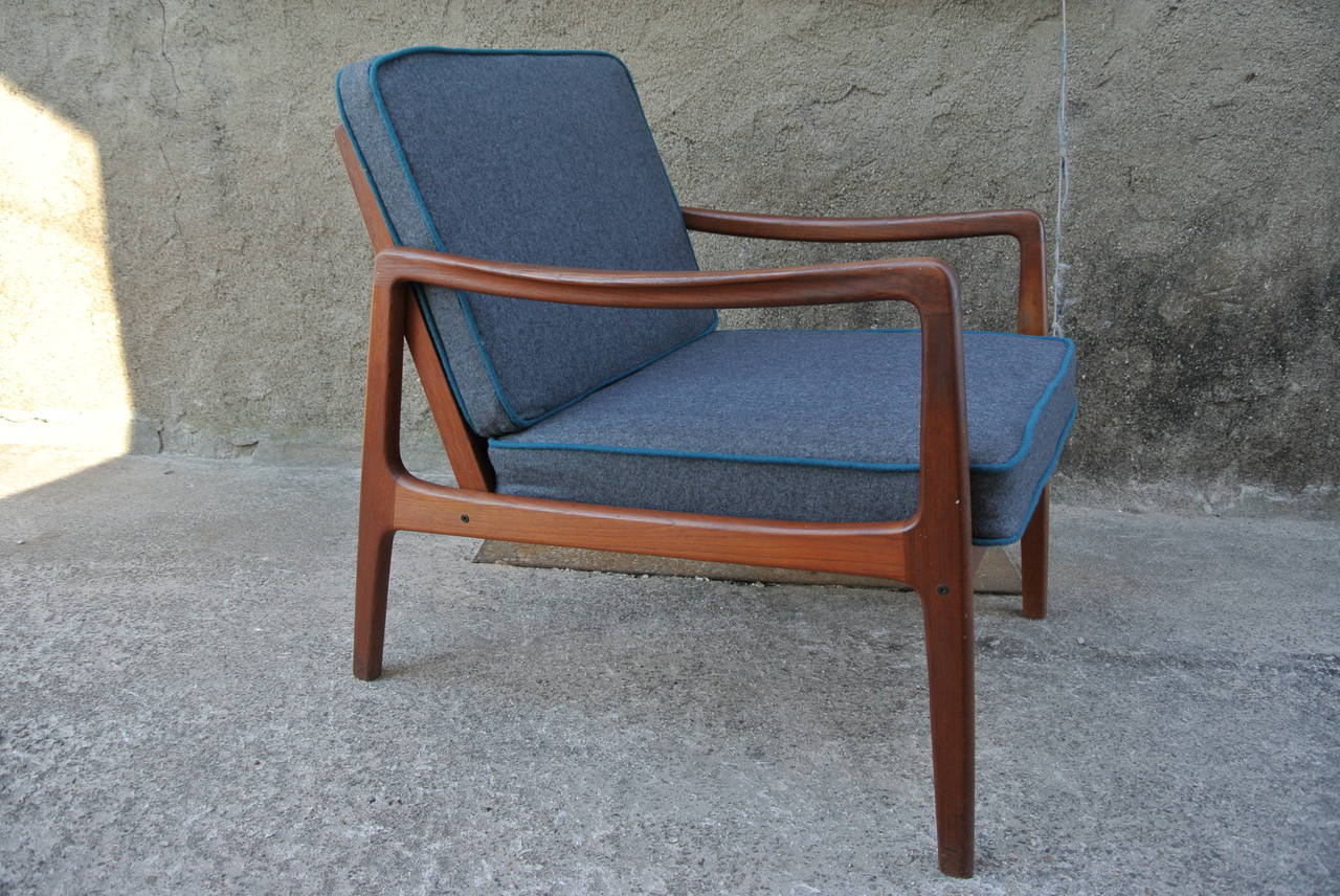Newly reupholstered easy chair by Ole Wanshcer for John Stuart