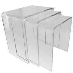 Set of Three Acrylic Lucite Nesting Tables