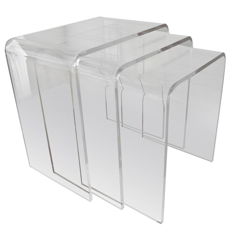 Set Of Three Acrylic Lucite Nesting Tables For At 1stdibs Set Of Three Acrylic Lucite Nesting Tables For