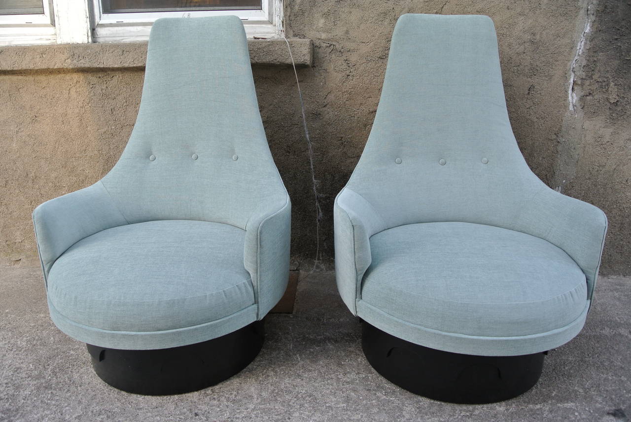 20th Century Adrian Pearsall High Back Barrel Chairs