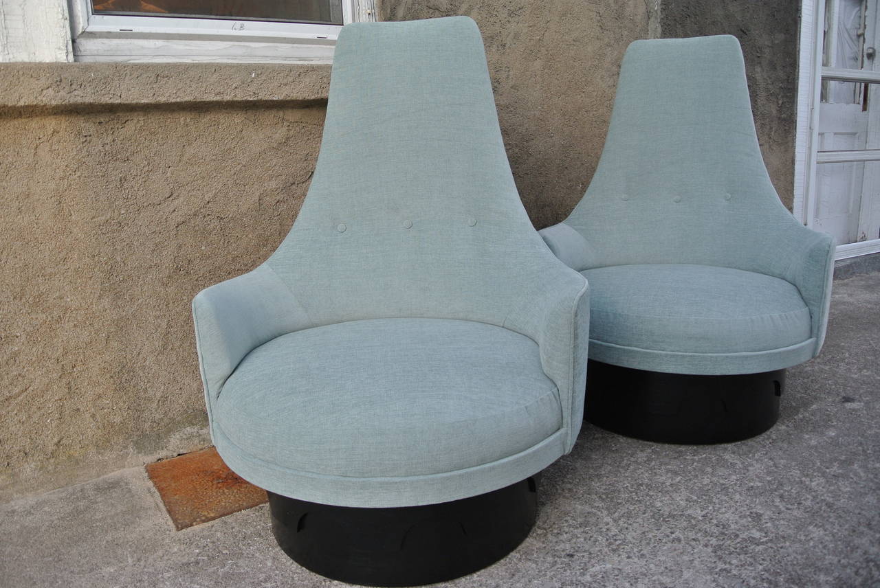 Adrian Pearsall High Back Barrel Chairs In Excellent Condition In Morristown, NJ