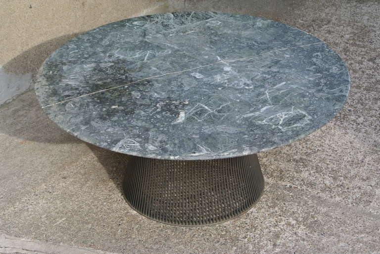American Warren Platner Bronze Coffee Table Base with Green Marble Top for Knoll