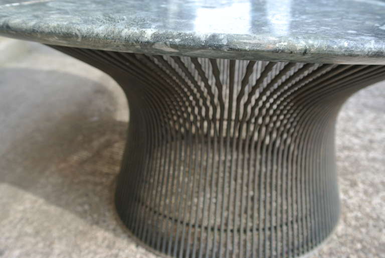Late 20th Century Warren Platner Bronze Coffee Table Base with Green Marble Top for Knoll