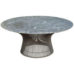 Warren Platner Bronze Coffee Table Base with Green Marble Top for Knoll