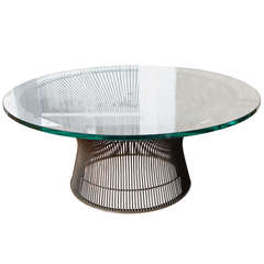 Warren Platner Bronze Coffee Table Base with Glass Top for Knoll