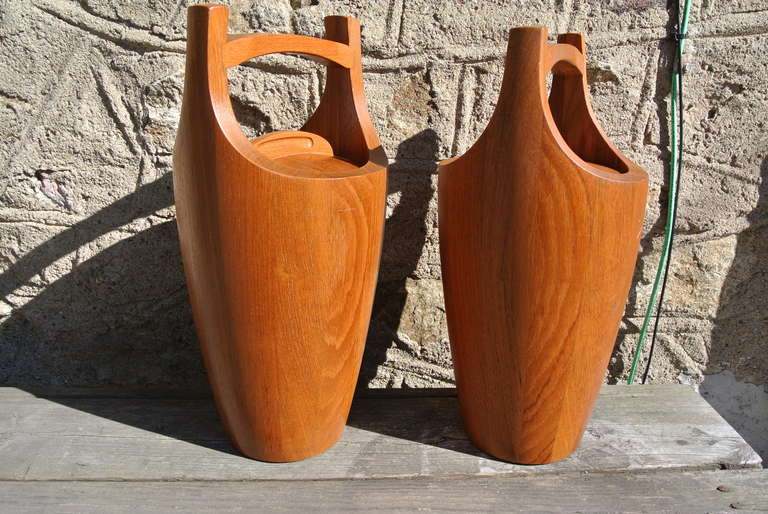 Mid-Century Modern Pair of Danish Teak Ice Buckets by Jens Quistgaard for Dansk