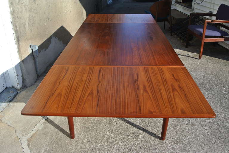 Danish Thorald Madsen Teak Dining Table with Pocket Leaves