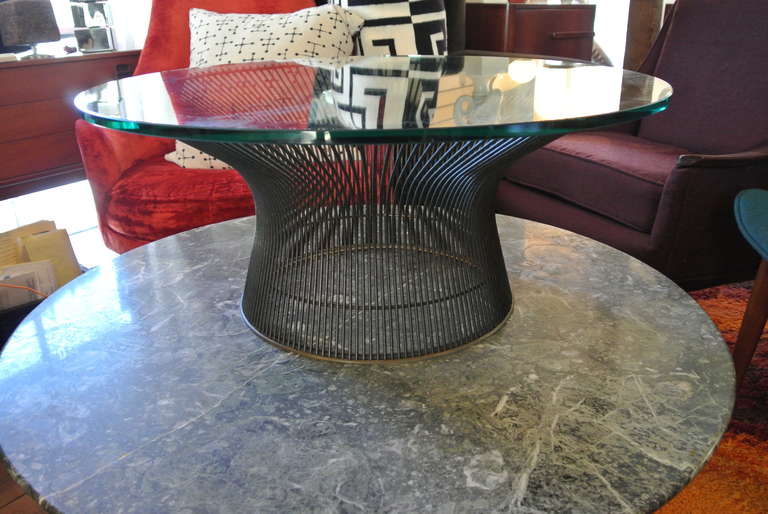 American Warren Platner Bronze Coffee Table Base with Glass Top for Knoll For Sale