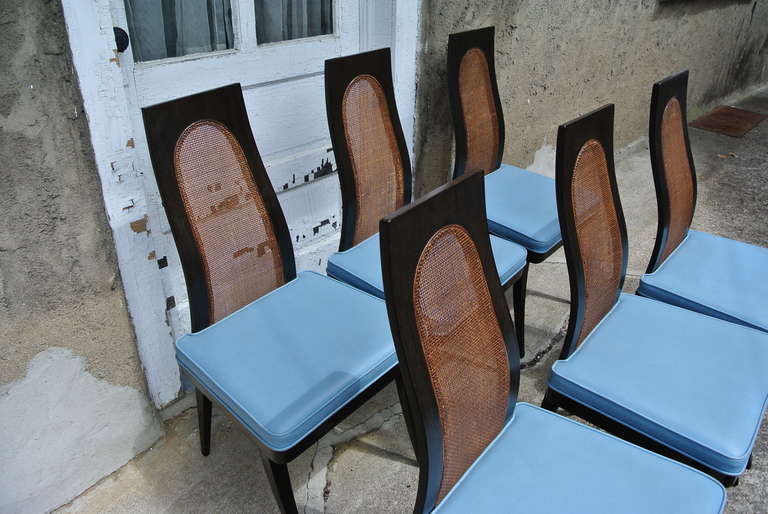 Mid-20th Century Set of Six Harvey Probber Sculpted Cane Back Dining Chairs For Sale