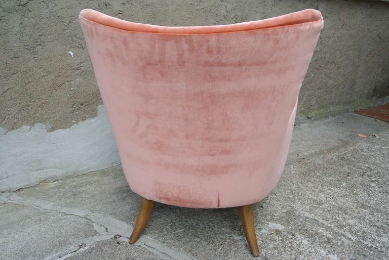 Velvet Beautiful Mid-Century Modern Saber Leg Wingback Chair