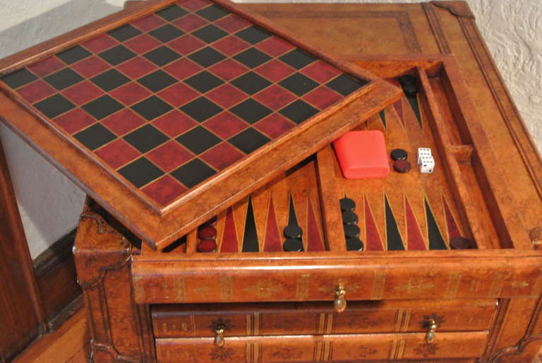 Maitland Smith Georgian Ball and Claw Game Table with Egyptian Leather 2