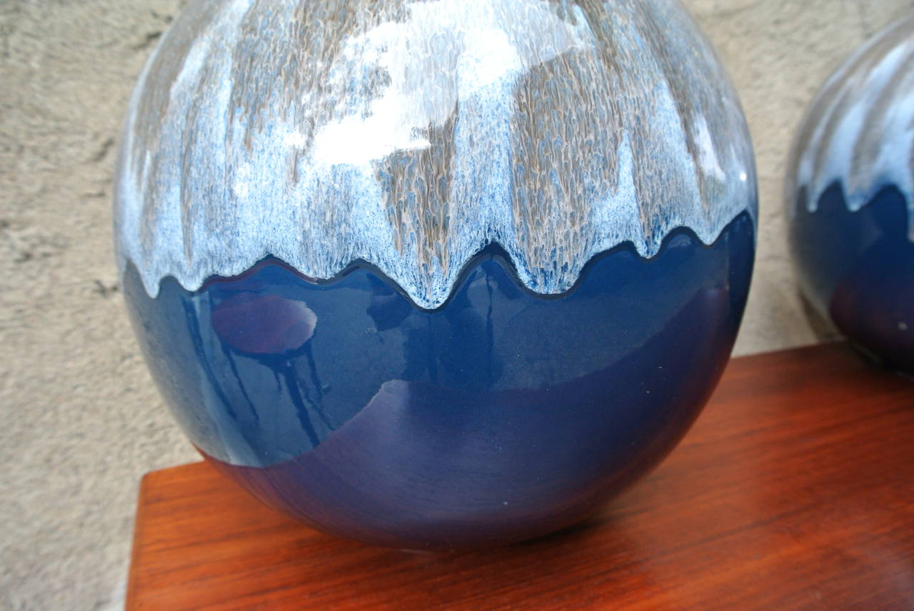 20th Century Large Ceramic Drip Glaze Lamps