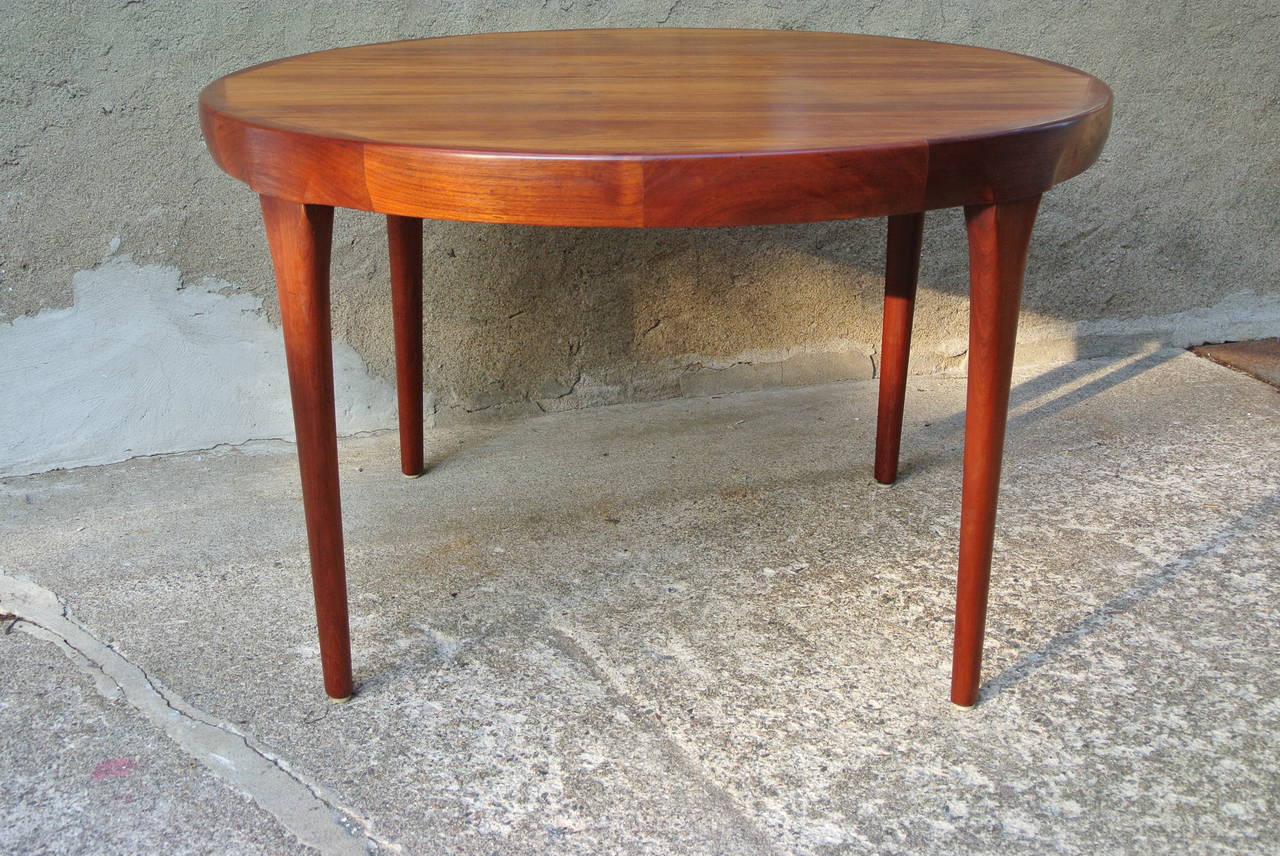 Newly Refinished Teak Dining Table with Three Leaves by Ib Kofod-Larsen.