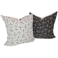 Ray and Charles Eames Dot Pattern Black and White Throw Pillows