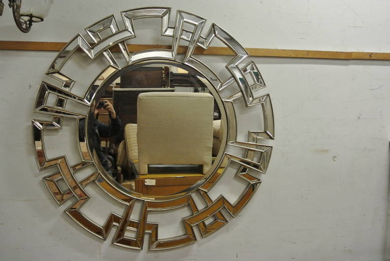 Greek Key Sunburst Beveled Mirror