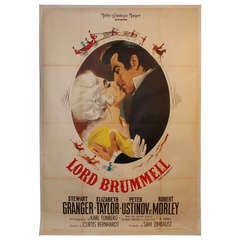 Vintage Italian Lithograph Movie Poster of Elizabeth Taylor in Lord Brummell