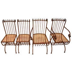 Set of Unique Gothic Gilded Metal Garden Iron Designer Chair