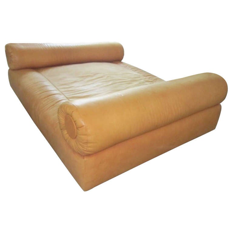 Custom Italian Oversized Leather Floating Chaise lounge at 1stDibs