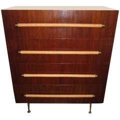 T. H. Robsjohn-Gibbings for Widdicomb Four-Drawer Dresser with Cane Pulls