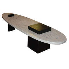 Terrazzo Surfboard Table with Black Base