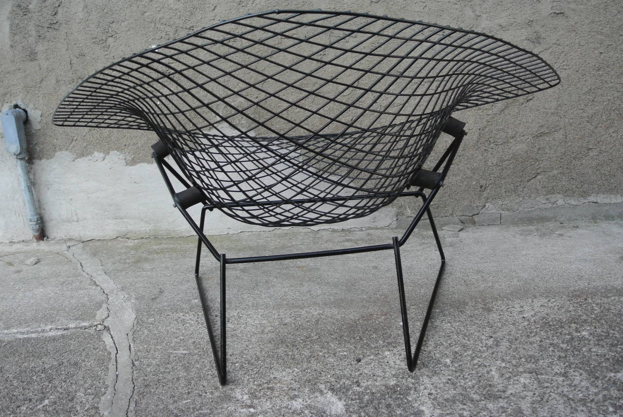 Iron Diamond Chair w. Ottoman by. Harry Bertoia for Knoll