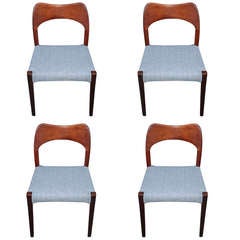 Set of Four Sculpted Danish Dining Chairs Attr. J.L Moller