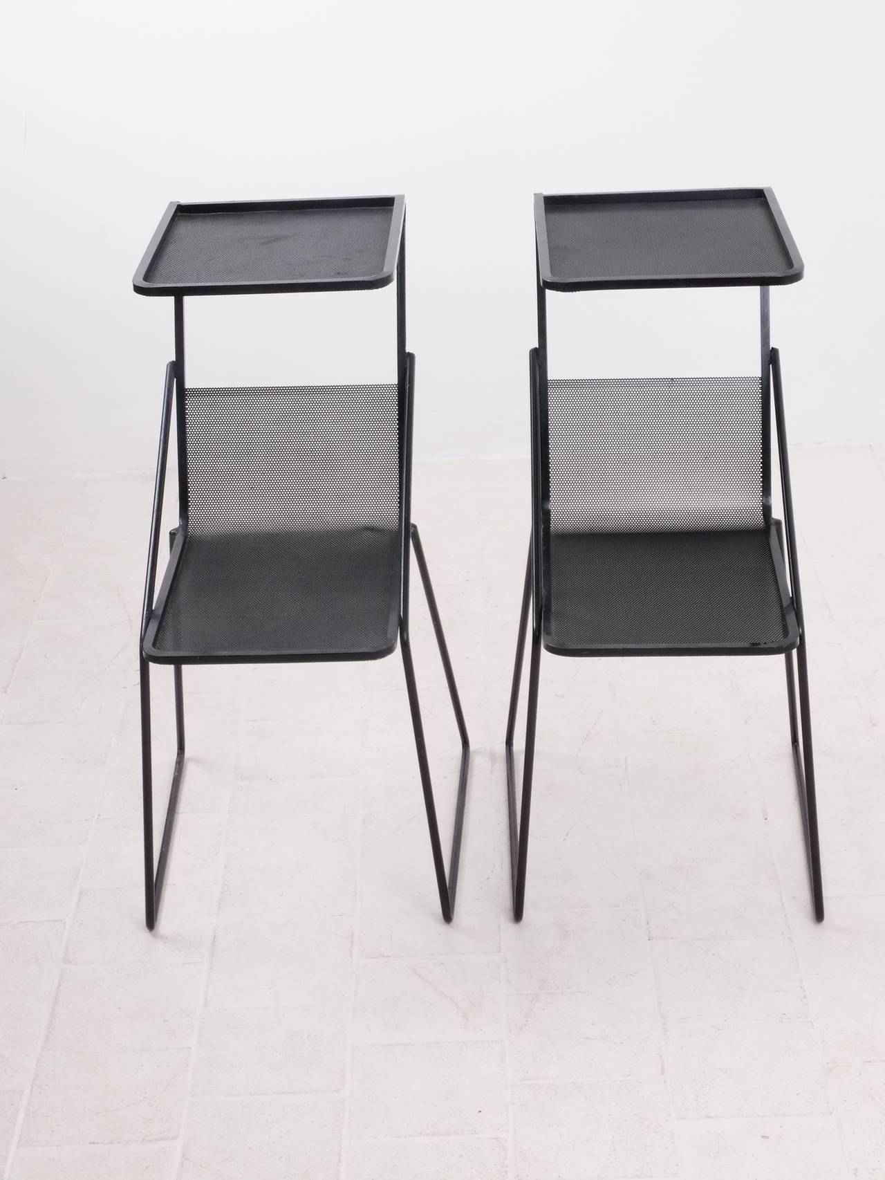 Mid-20th Century Pair of Rare Bedside Tables by Mathieu Matégot For Sale