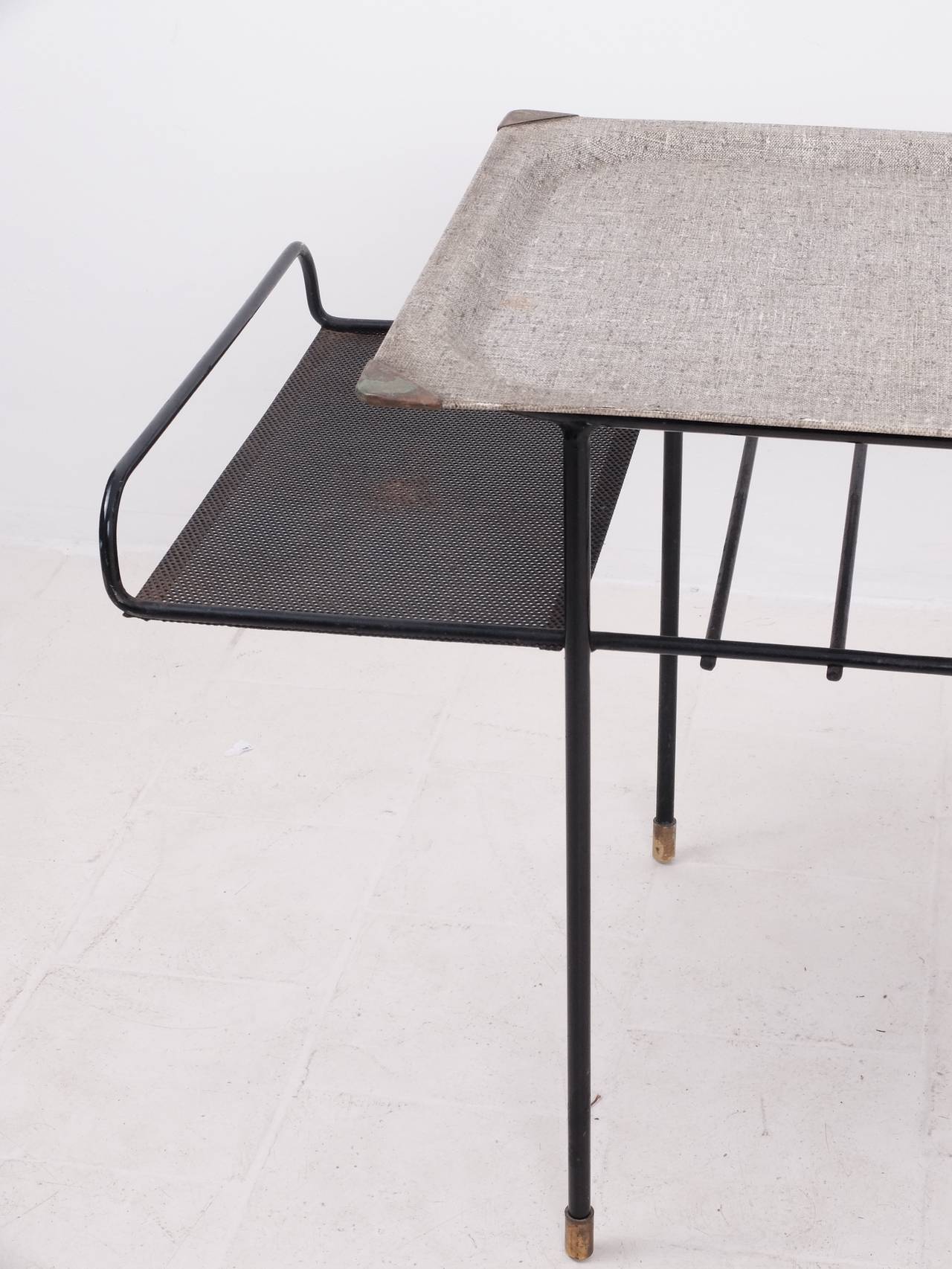 Mid-20th Century Mathieu Matégot Low Rigitule Table with Tray