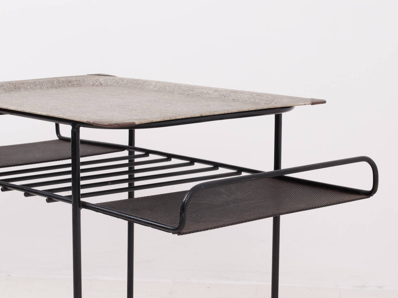 Mid-Century Modern Mathieu Matégot Low Rigitule Table with Tray