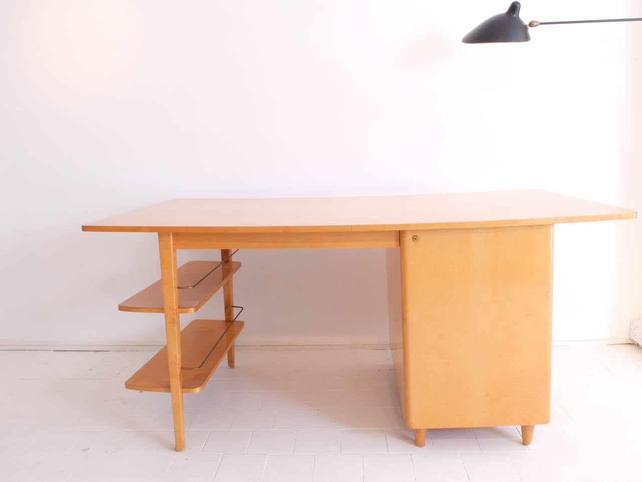 Mid-Century Double-Sided Executive Birch Desk Imexcotra In Good Condition For Sale In London, GB