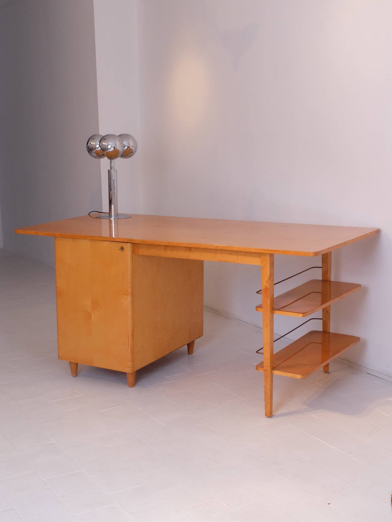 Mid-20th Century Mid-Century Double-Sided Executive Birch Desk Imexcotra For Sale
