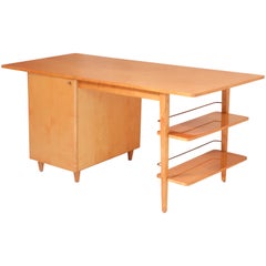 Mid-Century Double-Sided Executive Birch Desk Imexcotra