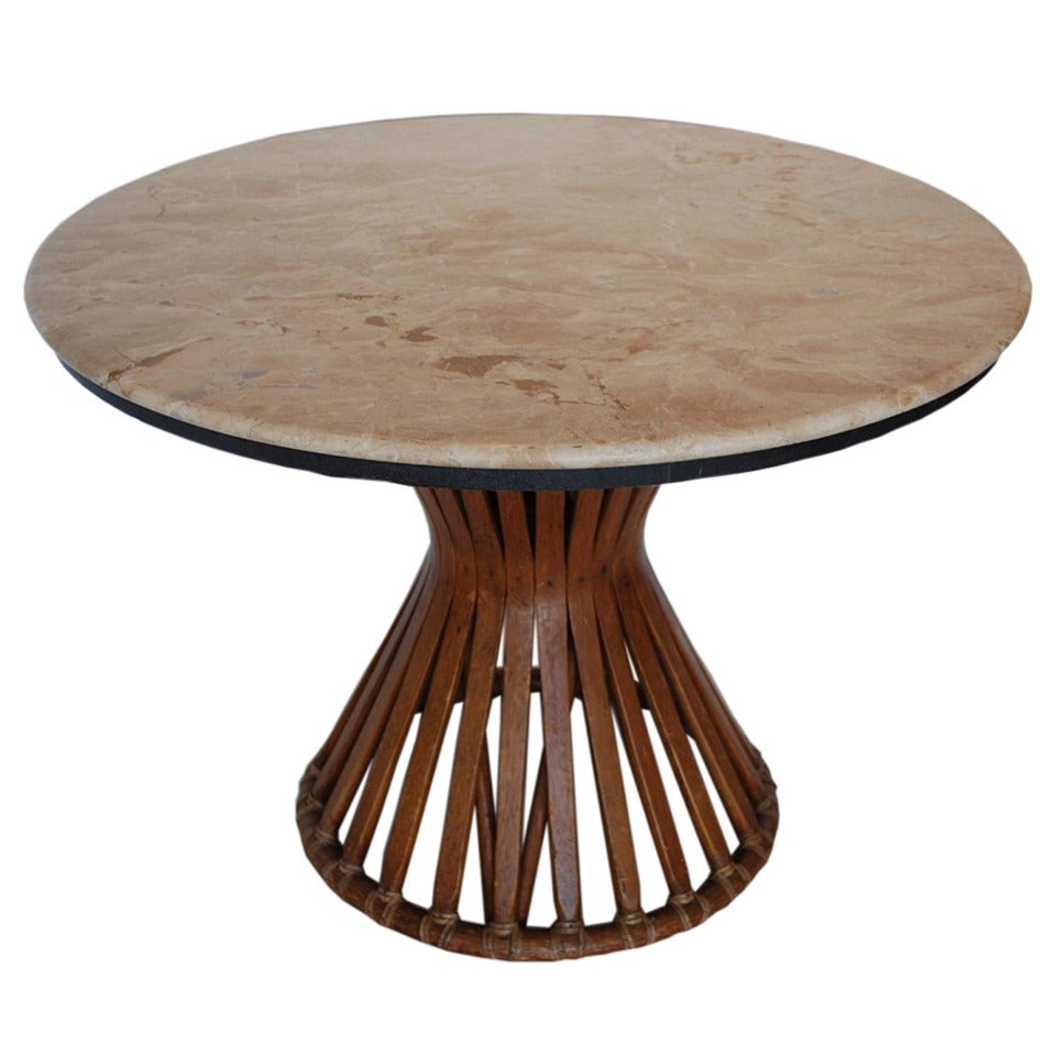 McGuire Bound Wood and Marble Round Table