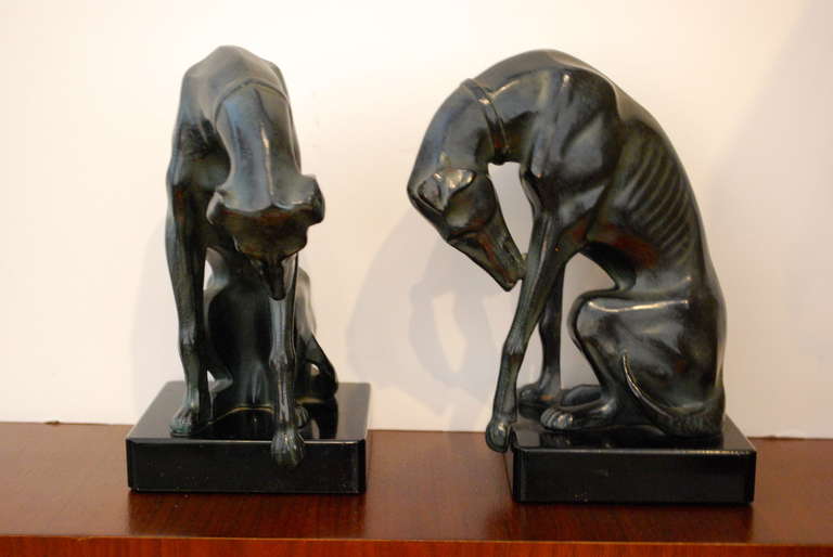 Chic Art Deco Greyhound Bookends