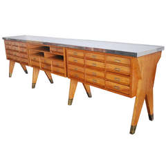 Massive Italian Factory Table att. to Gio Ponti