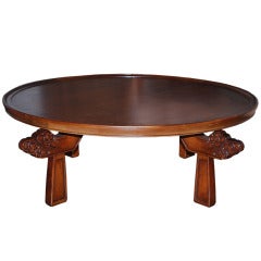 Carved "Cloud Foot" Chabudai Round Table