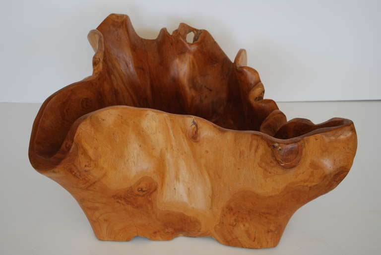 American Giant Sculptural Burl Wooden Bowl For Sale