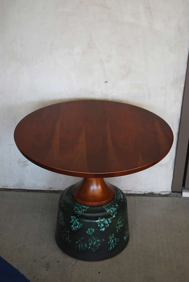 Modern Pair of John Van Koert Ceramic Based Round Side Tables
