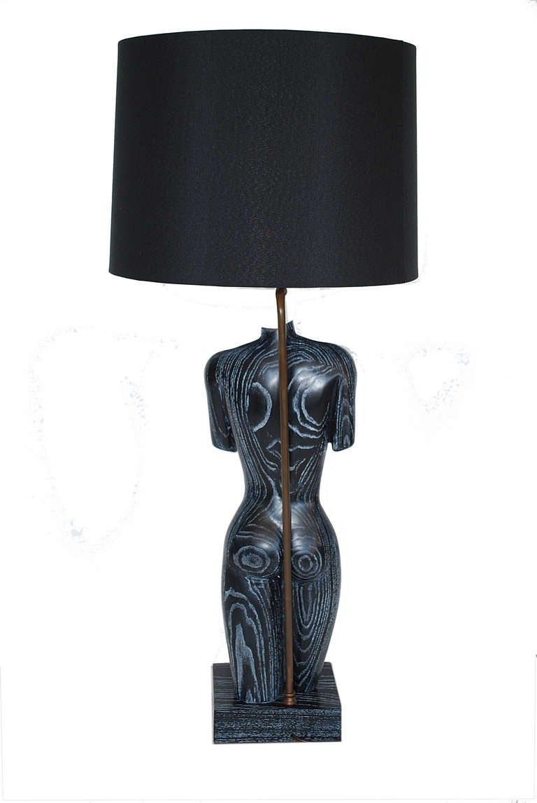 Pair of Yasha Heifetz Cerused Birch Torso Lamps