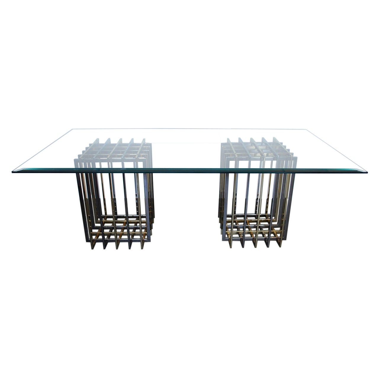 Pierre Cardin Glass, Brass and Chromed Steel Dining Table