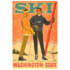 Original Retro Ski Poster - Washington State Pacific Northwest Ski Association